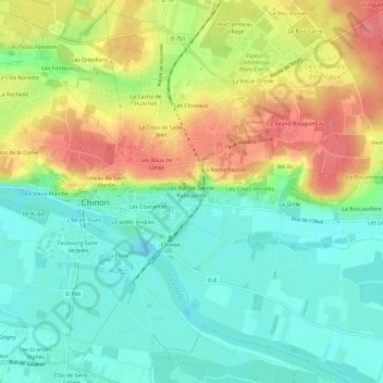 Mappa topografica Les Bas de Sainte-Radegonde, altitudine, rilievo