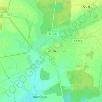 Mappa topografica Lindau, altitudine, rilievo