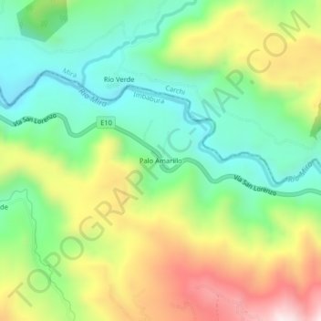 Mappa topografica Palo Amarillo, altitudine, rilievo