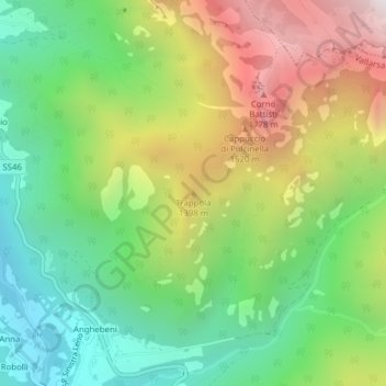 Mappa topografica Trappola, altitudine, rilievo