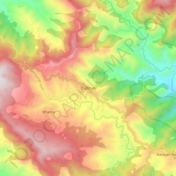 Mappa topografica Didihat, altitudine, rilievo