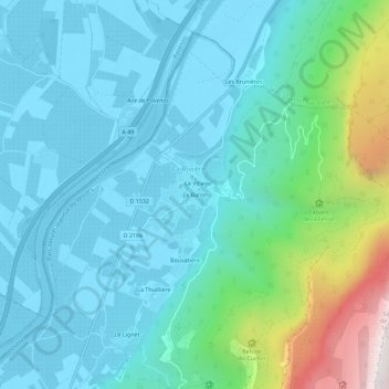 Mappa topografica Le Baron, altitudine, rilievo