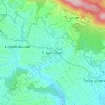 Mappa topografica Friesenhausen, altitudine, rilievo