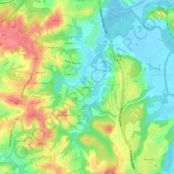 Mappa topografica Juanttipi, altitudine, rilievo