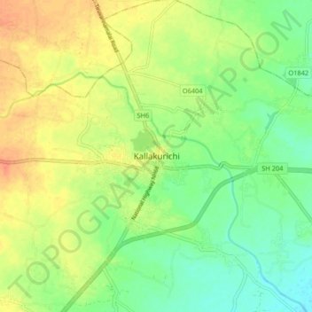 Mappa topografica Kallakurichi, altitudine, rilievo