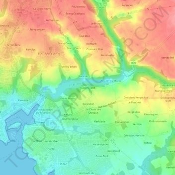 Mappa topografica Stang Noblet, altitudine, rilievo