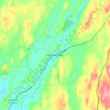 Mappa topografica Pleasant Valley, altitudine, rilievo