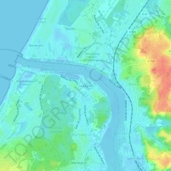 Mappa topografica Le Lazaret, altitudine, rilievo