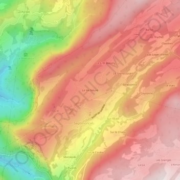 Mappa topografica La Vie Neuve, altitudine, rilievo