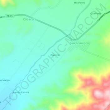 Mappa topografica Porvenir, altitudine, rilievo
