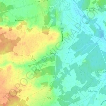 Mappa topografica Sautard, altitudine, rilievo
