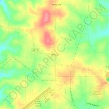 Mappa topografica Midway, altitudine, rilievo