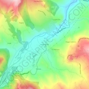 Mappa topografica Ponte Messa, altitudine, rilievo