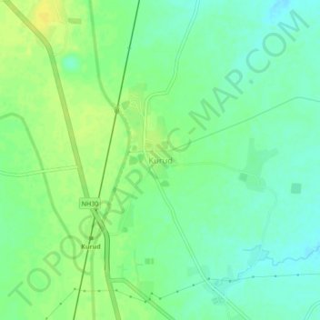 Mappa topografica Kurud, altitudine, rilievo