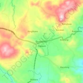 Mappa topografica Dumalinao, altitudine, rilievo