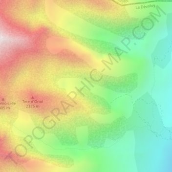Mappa topografica Vallon des Narites, altitudine, rilievo
