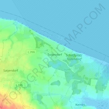 Mappa topografica Todendorf, altitudine, rilievo