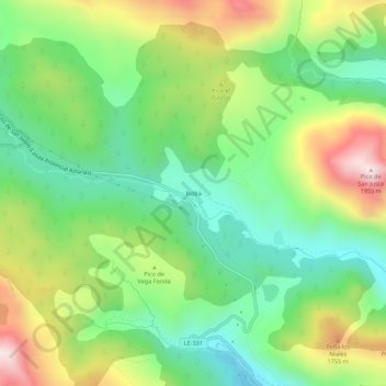 Mappa topografica Isoba, altitudine, rilievo