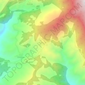 Mappa topografica Narhisar, altitudine, rilievo