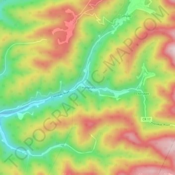 Mappa topografica Ashland, altitudine, rilievo