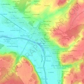 Mappa topografica La Gare, altitudine, rilievo
