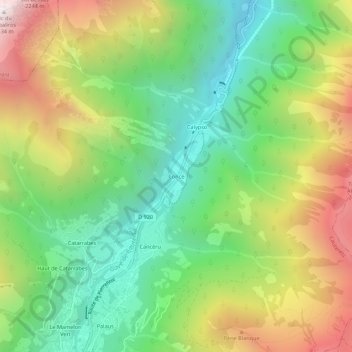 Mappa topografica Concé, altitudine, rilievo