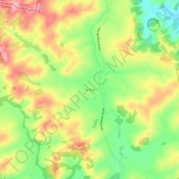 Mappa topografica Te Ārai, altitudine, rilievo