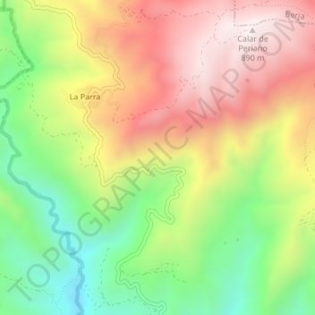 Mappa topografica Cueva de la Curva, altitudine, rilievo