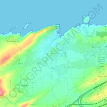 Mappa topografica Soto de la Marina, altitudine, rilievo