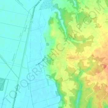 Mappa topografica Orentano, altitudine, rilievo