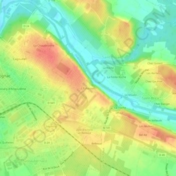 Mappa topografica L'Échassier, altitudine, rilievo
