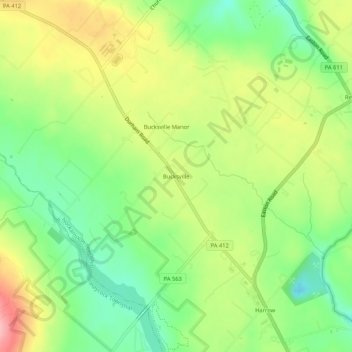 Mappa topografica Bucksville, altitudine, rilievo