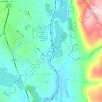 Mappa topografica Lenox Dale, altitudine, rilievo