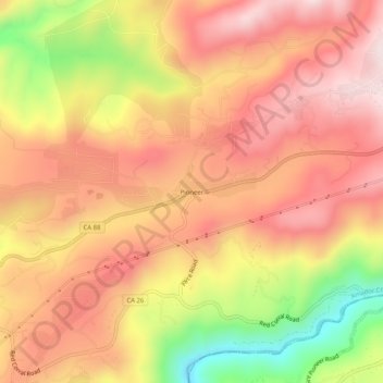 Mappa topografica Pioneer, altitudine, rilievo