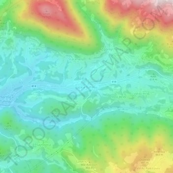 Mappa topografica Laze v Tuhinju, altitudine, rilievo