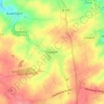 Mappa topografica Otzdorf, altitudine, rilievo
