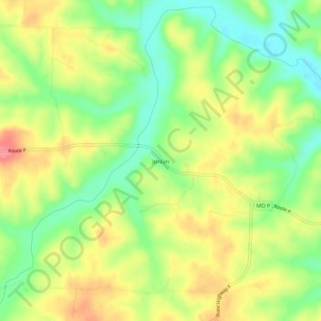 Mappa topografica Jordan, altitudine, rilievo