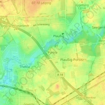 Mappa topografica Portitz, altitudine, rilievo