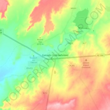 Mappa topografica Ganado, altitudine, rilievo