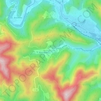 Mappa topografica Rochessadoule, altitudine, rilievo