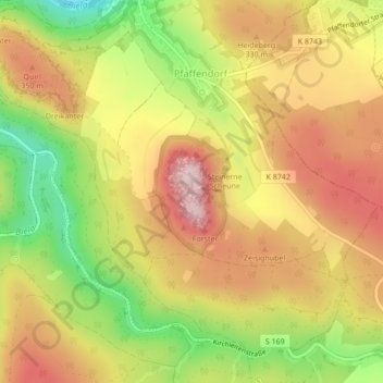 Mappa topografica Pfaffenstein, altitudine, rilievo