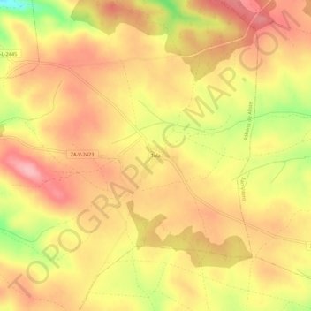 Mappa topografica Tola, altitudine, rilievo