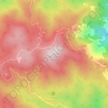 Mappa topografica Montalto, altitudine, rilievo