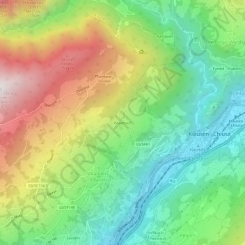 Mappa topografica Gravetsch, altitudine, rilievo