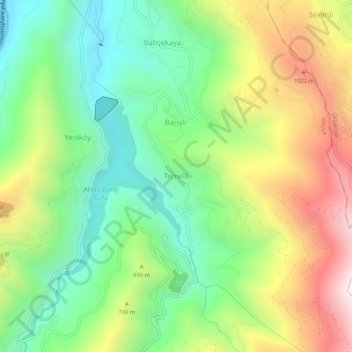 Mappa topografica Temelli, altitudine, rilievo