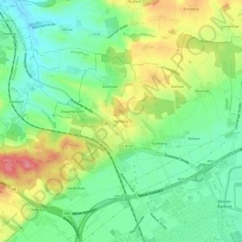 Mappa topografica Aichberg, altitudine, rilievo
