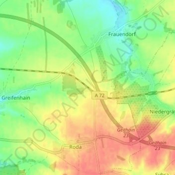 Mappa topografica Frauendorf Bahnhof, altitudine, rilievo