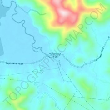 Mappa topografica Malocboloc Sur, altitudine, rilievo