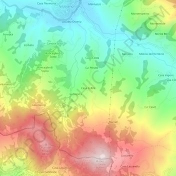 Mappa topografica Casa Follini, altitudine, rilievo