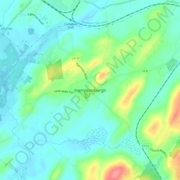 Mappa topografica Hamptonburgh, altitudine, rilievo